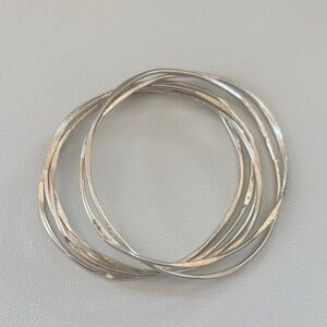 Sterling Silver Twisted Multi-Bangle (6) Set - Sterling Silver